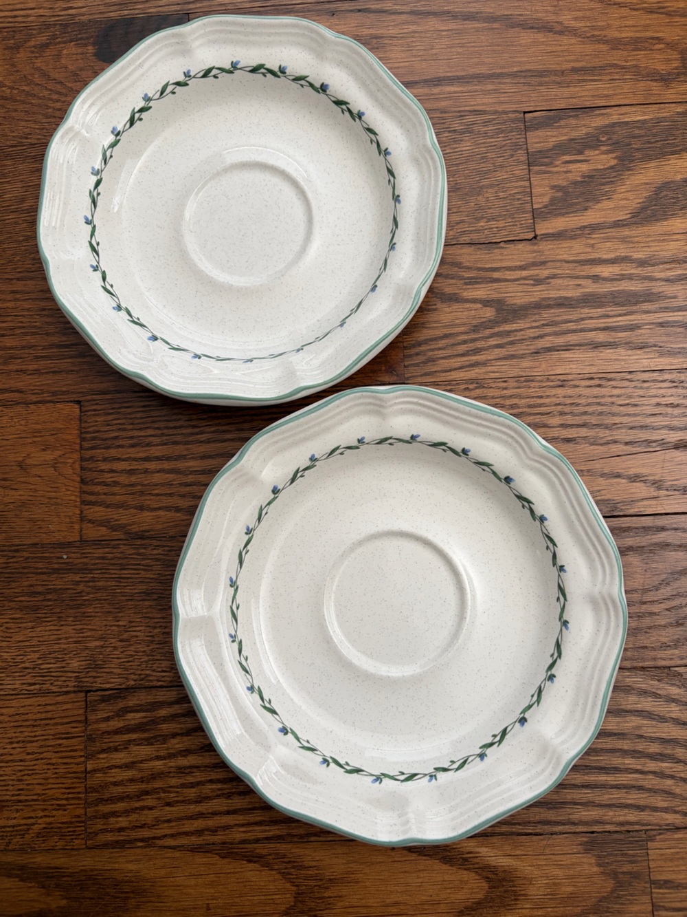 Set of 2 MIKASA Floral Stoneware Saucer Plate Flower Box F9018